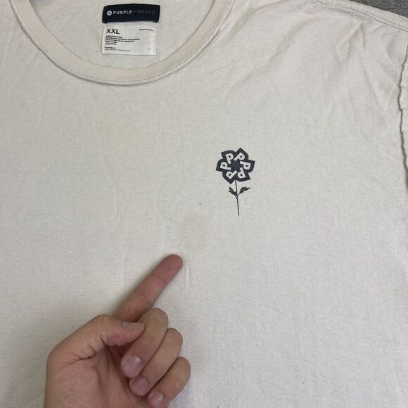 Purple Brand T Shirt Size XXL 2XL White Eyes Flower FLAWS READ - Picture 5 of 11